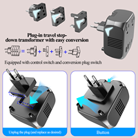 Adaptateur de voyage multi-prises Foxcan 2000W avec 2 ports USB-C + 2 ports USB-A, chargeur PD, matériau ignifuge, convertisseur de tension de voyage
