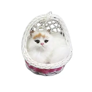 Hot Stuffed Toys Lovely Simulation Animal Doll Plush Sleeping Cats Dog with Basket Kids Toy Decor Kids Birthday Xmas Gift