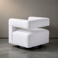 Fauteuil pivotant en tissu, fauteuil cube moderne rembourré, fauteuil de détente individuel pour salon