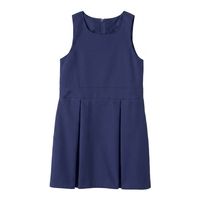 Robe sans manches unie pour filles, avec ourlet plissé, col rond, robe trapèze pour enfants, robe décontractée et confortable pour enfants