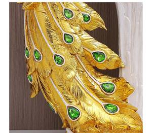 Современная декоративная статуя павлина ручной работы, сувенир, большая смола, Золотой Павлин, домашний декор - Product Image 5