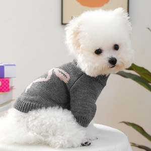Nueva ropa de otoño/invierno para mascotas, para perros pequeños, cachorros, perros y gatos felices, suéter cálido y cómodo con lazo al estilo coreano - Product Image 2