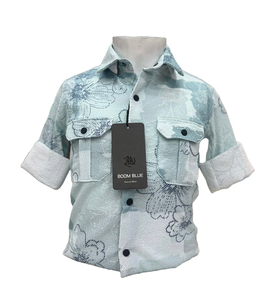 Chemise d'été en coton pour garçons à manches courtes et à col rabattu Top pour enfants Chemise confortable et décontractée pour tout-petits Prix les plus bas - Product Image 1