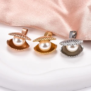 Collier pendentif coquillage en acier inoxydable plaqué or avec perles et breloques pour femme, accessoire de bijoux d'été pour la plage - Product Image 4