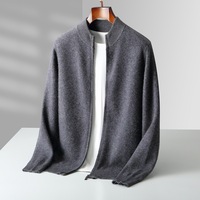 Pull en Laine Tricoté Personnalisé avec Logo, Cardigan en Cachemire Homme, Col Montant, Blouson Zippé en Laine Tricotée d'Hiver pour Hommes