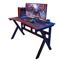 Bureau d'ordinateur noir de 42 pouces avec support pour moniteur, poste de travail pour joueurs avec crochets pour casque, bureau de style moderne et simple pour la maison ou le bureau