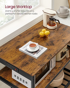 <span class=keywords><strong>VASAGLE</strong></span> Étagère de <span class=keywords><strong>cuisine</strong></span> industrielle de 47.2 pouces de largeur, support pour micro-ondes, îlot de <span class=keywords><strong>cuisine</strong></span> à 3 niveaux avec prise de courant - Product Image 5