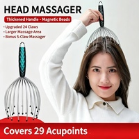 Nouveau Masseur de Cuir Chevelu Magnétique Amélioré à 24 Griffes, Tête de Massage à Billes, Poignée Antidérapante Épaisse et Relaxante, Extracteur d'Âme de Poulpe