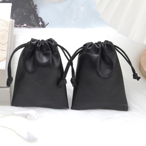Petit sac à cordon en cuir PU, impression personnalisée en relief pour le rangement de montres, cosmétiques, bijoux, emballage en cuir PU - Product Image 1