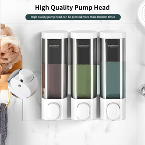 Leverancier Badkamer Handleiding Kunststof Op Maat 3-delige Douche Shampoo Dispenser Wandmontage 3-kamer Wandmontage Zeepdispenser voor Hotels - Product Image 2
