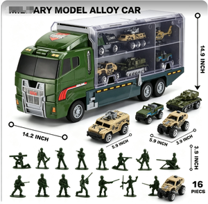 Camion militaire personnalisé avec figurines de soldats, mini-véhicule de combat en métal moulé sous pression dans un camion de transport - Product Image 2