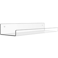 Étagère murale verticale moderne de 15 pouces en acrylique poli, flottante, écologique et invisible, pour rangement et présentation de CD