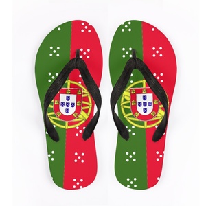 Spanyol Portugal bendera nasional Pria Wanita grosir sandal jepit khusus dengan LOGO kustom sandal pantai sandal Flip Flop slide