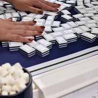 Ensemble de Mahjong Américain de Luxe à 5 Couches en Acrylique, Pliable, Tuiles Blanches Modernes Gravées, pour Divertissement et Fêtes, Vente en Gros Personnalisée