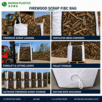 Sac Big Bag ventilé pour bois de chauffage, 1500 kg, en maille, robuste, traité anti-UV, réutilisable, en PP, pour vente en gros