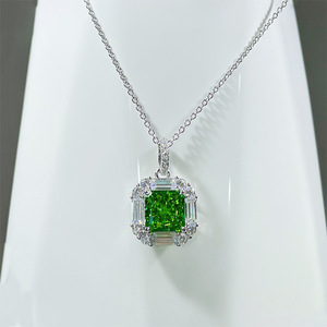 Collier pendentif carré géométrique en cristal pour femme, style vintage français, chaîne de clavicule, bijoux - Product Image 5