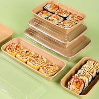 Boîte d'emballage pour salade, fruits, sushi en papier kraft de qualité alimentaire avec couvercles en plastique, logo personnalisé, différentes tailles, pour emporter