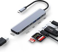 SYONG 4K USB-C Hub Adapter 7-in-1 Stromversorgter USB-C Multiport-Hub mit HDMI 1.4, PD, USB 3.1, USB 2.0, SD TF Kartenleser USB-Hub
