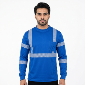 Camiseta de Seguridad Reflectante de Alta Visibilidad Personalizada de Poliéster/Algodón, Transpirable, Unisex, Ropa de Trabajo de Alta Visibilidad con Detección de Agujas - Product Image 1