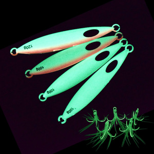 Umpan Pancing Ikan Air Asin Stainless Steel, Umpan Keras Buatan, Sepenuhnya Bercahaya, Kail Tali, 100/120/150/200/250/300 Gram, Slow Jigging - Product Image 2