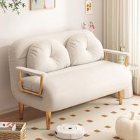 Sofá Cama Plegable de Metal en Forma de L, 2 Plazas, para Sala de Estar, Apartamento Pequeño, Sofá Convertible Multifuncional Color Crema Fengyunduo