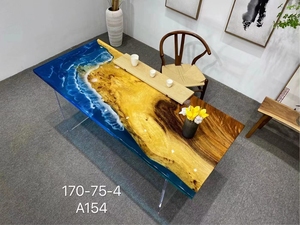 Luxus Massivholz <span class=keywords><strong>Revier</strong></span> Resin Design Kunden spezifischer Esstisch Massiver Walnussholz Ocean Epoxy Resin Couch tisch - Product Image 6