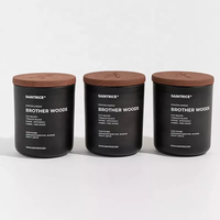 Couvercle en bambou écologique Pot à bougie décoratif nordique couleur personnalisée noir blanc brun givré Pots à bougie en verre vides avec boîte-cadeau