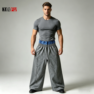 Pantalon de jogging ample pour homme en molleton épais 400 g/m², avec logo personnalisé imprimé, double taille et imprimé léopard, coupe large - Product Image 2