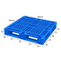 Palette en plastique HDPE bleue pour entrepôt et logistique, surface grillagée robuste, 4 entrées, directement de l'usine