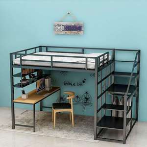 <span class=keywords><strong>Lit</strong></span> mezzanine en métal robuste avec bureau intégré, cadre en fer épaissi, <span class=keywords><strong>lit</strong></span> surélevé gain de place <span class=keywords><strong>pour</strong></span> dortoir d'étudiant, appartement - Product Image 5