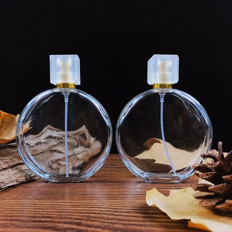 Reciclável 50ml cosméticos glassglass embalagem 100ml redondo vidro perfume garrafa vidro carro perfume garrafa