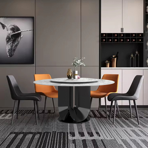 Mesa de comedor moderna de lujo de 1,5 m con base de acero inoxidable Nuevo mármol natural para cocina Directo de la fábrica Foshan - Product Image 2