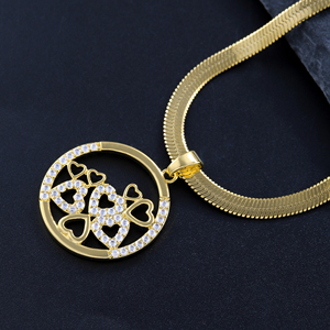 Collar de cadena de serpiente de oro de acero inoxidable, colgante redondo de circón, joyería de lujo a la moda, el mejor collar de <span class=keywords><strong>Rock</strong></span> 'n' Roll Hip Hop - Product Image 3