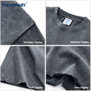 Camiseta Kuenzi para Hombre, 350GSM, 100% Algodón, Lavado Vintage, Color Limpio, Corte Amplio con Bordes Deshilachados, Estilo Urbano - Product Image 3