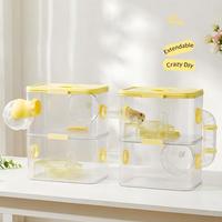 Jaula de Plástico Multi-Nivel para Hámsteres, Amplia y Espaciosa, Villa de Lujo Apilable con Accesorios Ecológicos, Duradera y Moderna para Todas las Estaciones