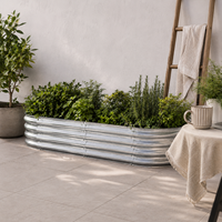 Kit de jardinière surélevée portable en acier galvanisé léger, sur mesure, ondulé, ovale, pour légumes, fleurs et herbes, pour extérieur