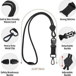 Cordons de <span class=keywords><strong>cou</strong></span> détachables pour badges d'identification, <span class=keywords><strong>cordon</strong></span> robuste réglable, <span class=keywords><strong>cordon</strong></span> porte-clés haute résistance, boucle détachable, polyester gaufré - Product Image 2