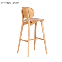 Tabouret de Bar en bois massif de Style britannique de luxe, comptoir de canne, hauteur du dos, pour la maison