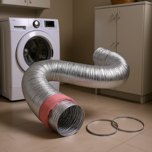 Manguera flexible para ventilación de secadora de 5 pulgadas y 25 pies, de aluminio aislado con abrazaderas para conductos, para sistema HVAC - Product Image 2