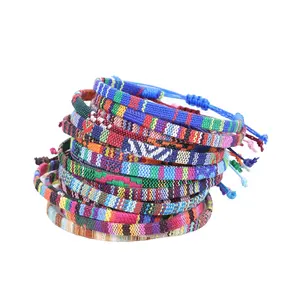 2023 Nieuwe Bulk Groothandel Bohemian Fashion Charme Hoge Kwaliteit Katoen Linnen Geweven Regenboog Vriendschap Armband Wax String Voor Vrouwen