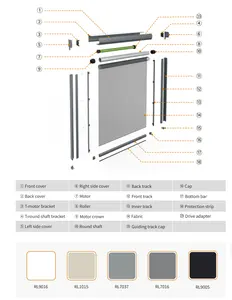 Tirai Pergola atap aluminium, Blackout luar ruangan bermotor, rel ritsleting, rol tirai