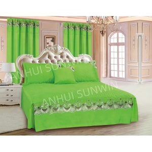 Vendita calda Set di biancheria da letto in 6 pezzi copriletto in pizzo tinta unita copri sipario tessuto <span class=keywords><strong>per</strong></span> il tuo letto - Product Image 6