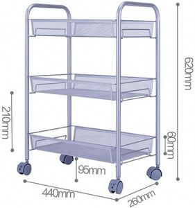Wire Easy Assemble Utility Cart Storage <b>Trolley</b> Iron Multifunction Rolling Cart Mesh Kitchen Bathroom Laundry Room 3-tier Metal - Product Image 5