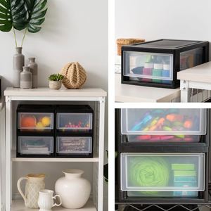 Stackable <b>Storage</b> <b>Drawer</b> Plastic Bin <b>Drawers</b> with Handles Organize Clothes in Closet - Product Image 2