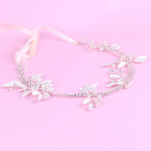 Diadema de Moda <span class=keywords><strong>para</strong></span> Mujer con Hojas Plateadas y Flores de Cristal, Accesorios Nupciales Elegantes, Corona <span class=keywords><strong>para</strong></span> el Cabello, Tocado de Moda - Product Image 2