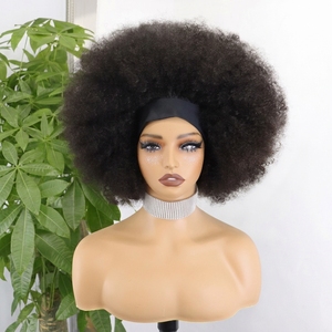Peluca con diadema de cabello humano FH en stock, peluca rizada tipo kinky, cabello virgen brasileño, pelucas bob con diadema. - Product Image 2