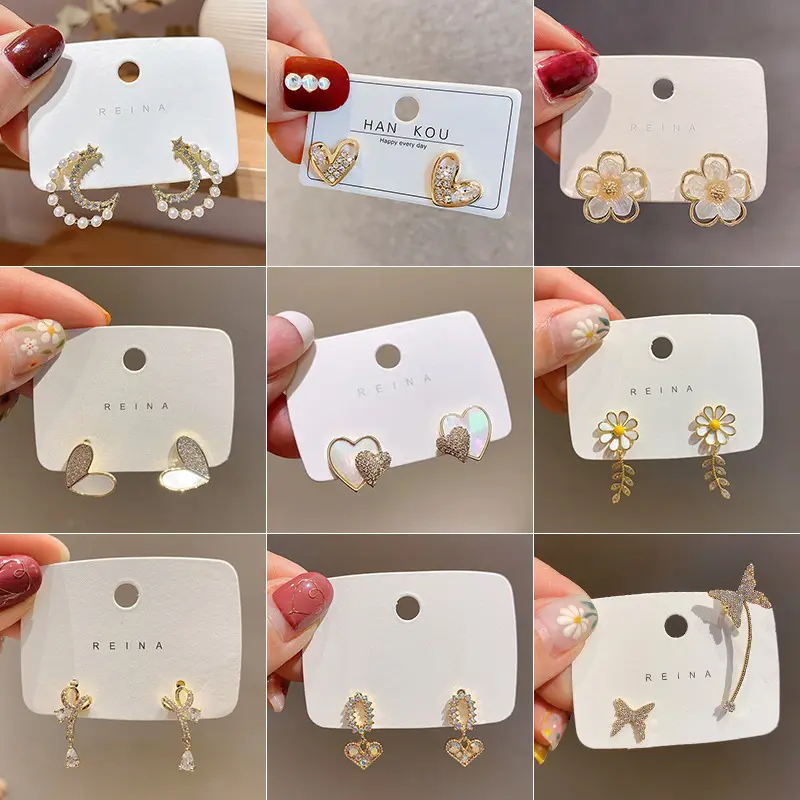 2022 New 925 silver needle simple small earrings style love pearl earrings for women