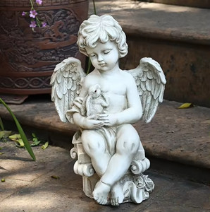 Set fatto a mano 2 Polyresin Baby Angel cherubini in resina decorazione per la casa regali di san valentino arte vaso di <span class=keywords><strong>animali</strong></span> artificiali - Product Image 5