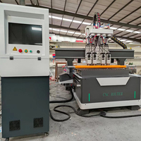 Enrutador Cnc de madera Cmc rotativo de cabezales múltiples, enrutador Cnc de pórtico doble 3D de 4 ejes, máquina enrutadora para mesa de vacío de madera