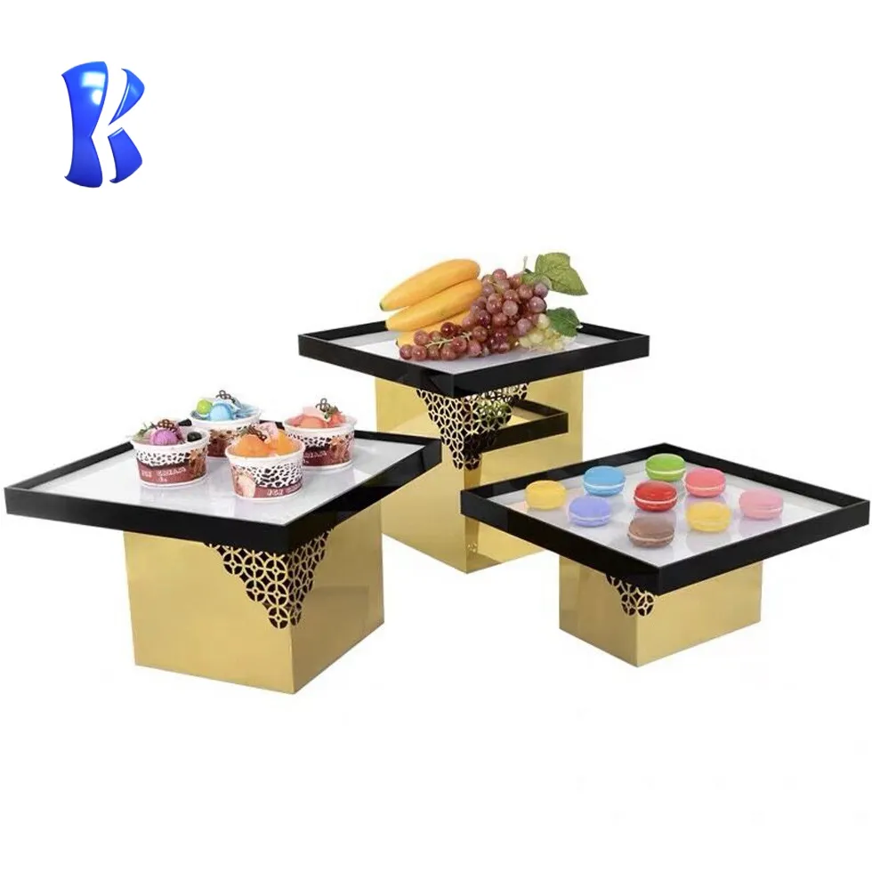 OKEY Catering Material und liefern Gold Edelstahl Buffet Server Elevation Buffet Food Display Stand